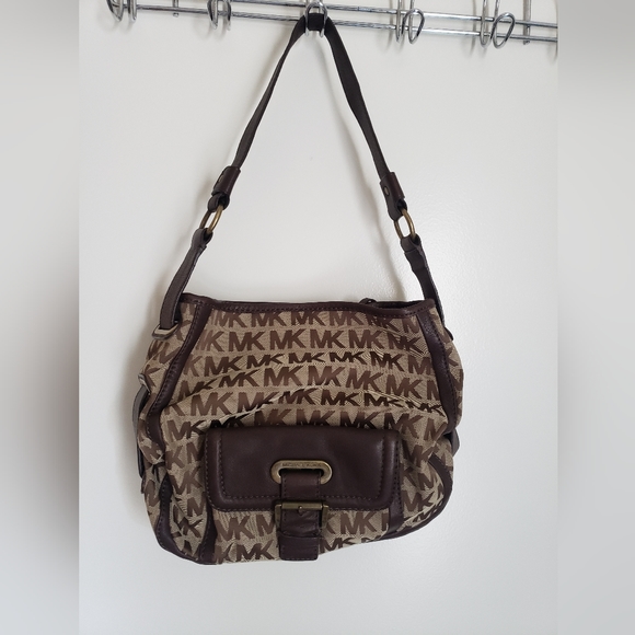 Like New! Michael Kors Signature Jacquard and Leather Hobo Bag. Still Has Tag! - Picture 2 of 7